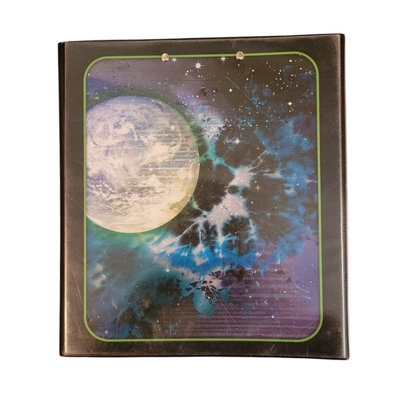 The Original Mead Trapper Keeper Binder Moon Space 1 in Ring 2 Portfolios Pocket - Picture 7 of 14